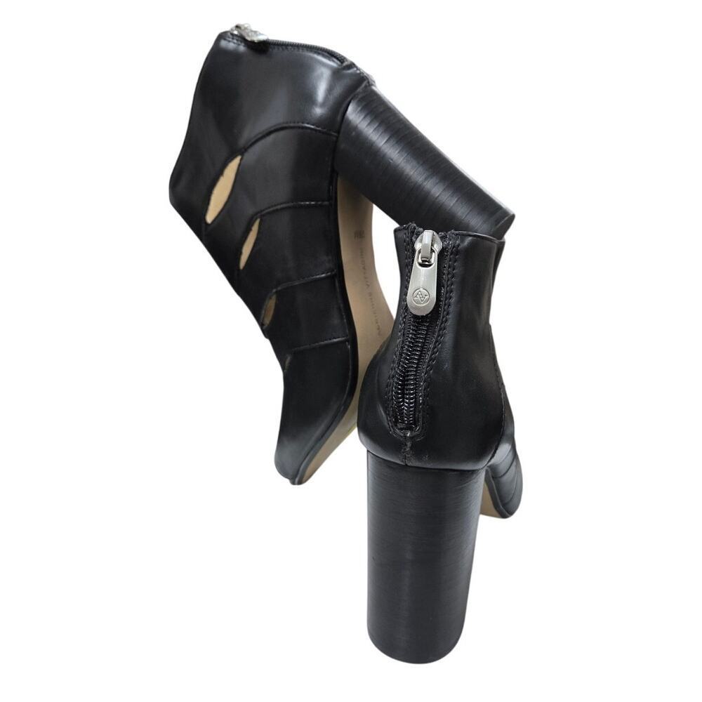 Adrienne Vittadini Black Cutout Peep-Toe Heels 9.5M Leather High Heel Dressy - Picture 7 of 12